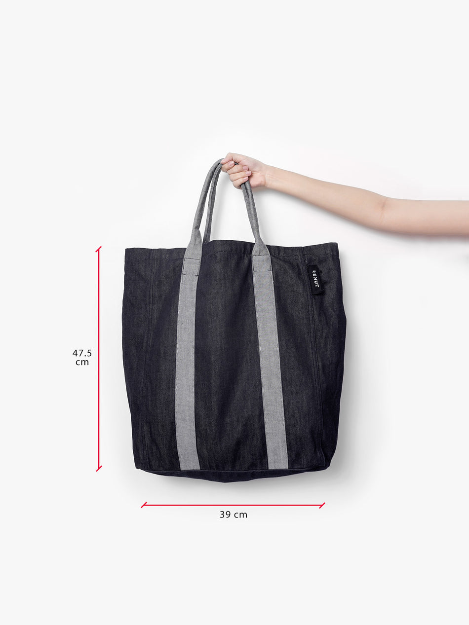 100% Cotton Oversized Tote Bag - Raw & Reverse