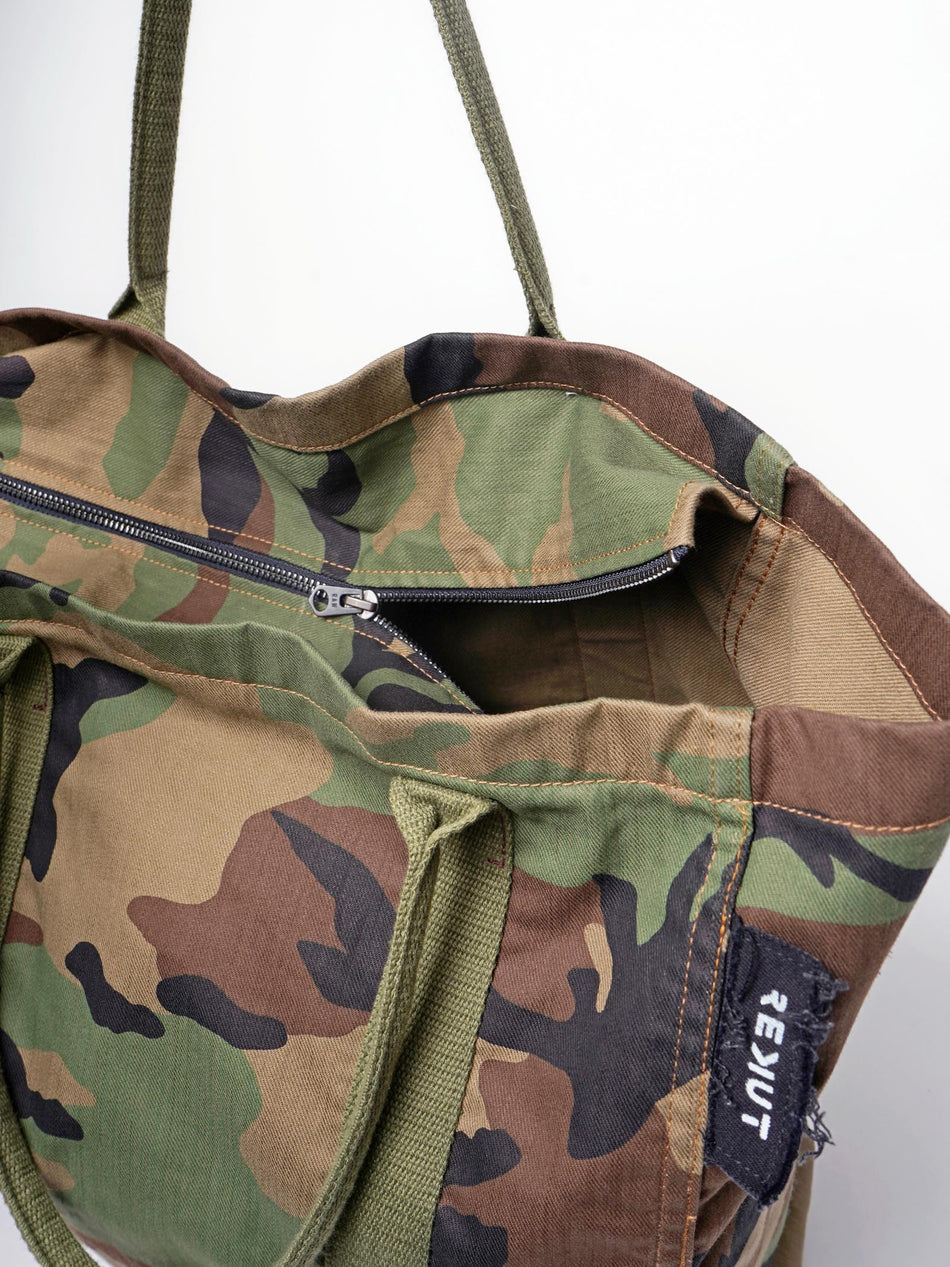 100% Cotton Oversized Tote Bag - Camo
