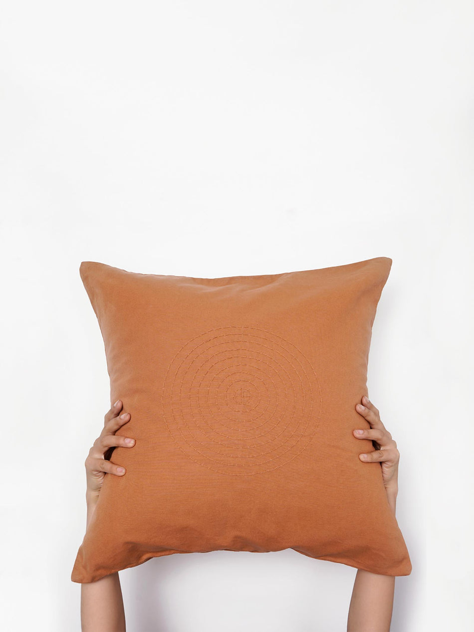 Hand Embroidered Sashiko Cushion Cover - Ginger