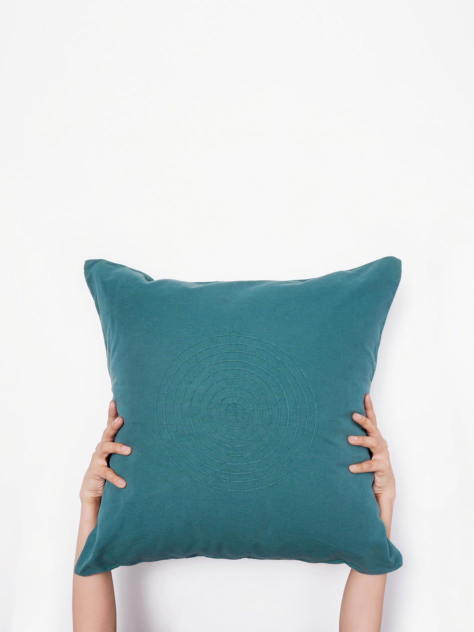 Hand Embroidered Sashiko Cushion Cover - Green