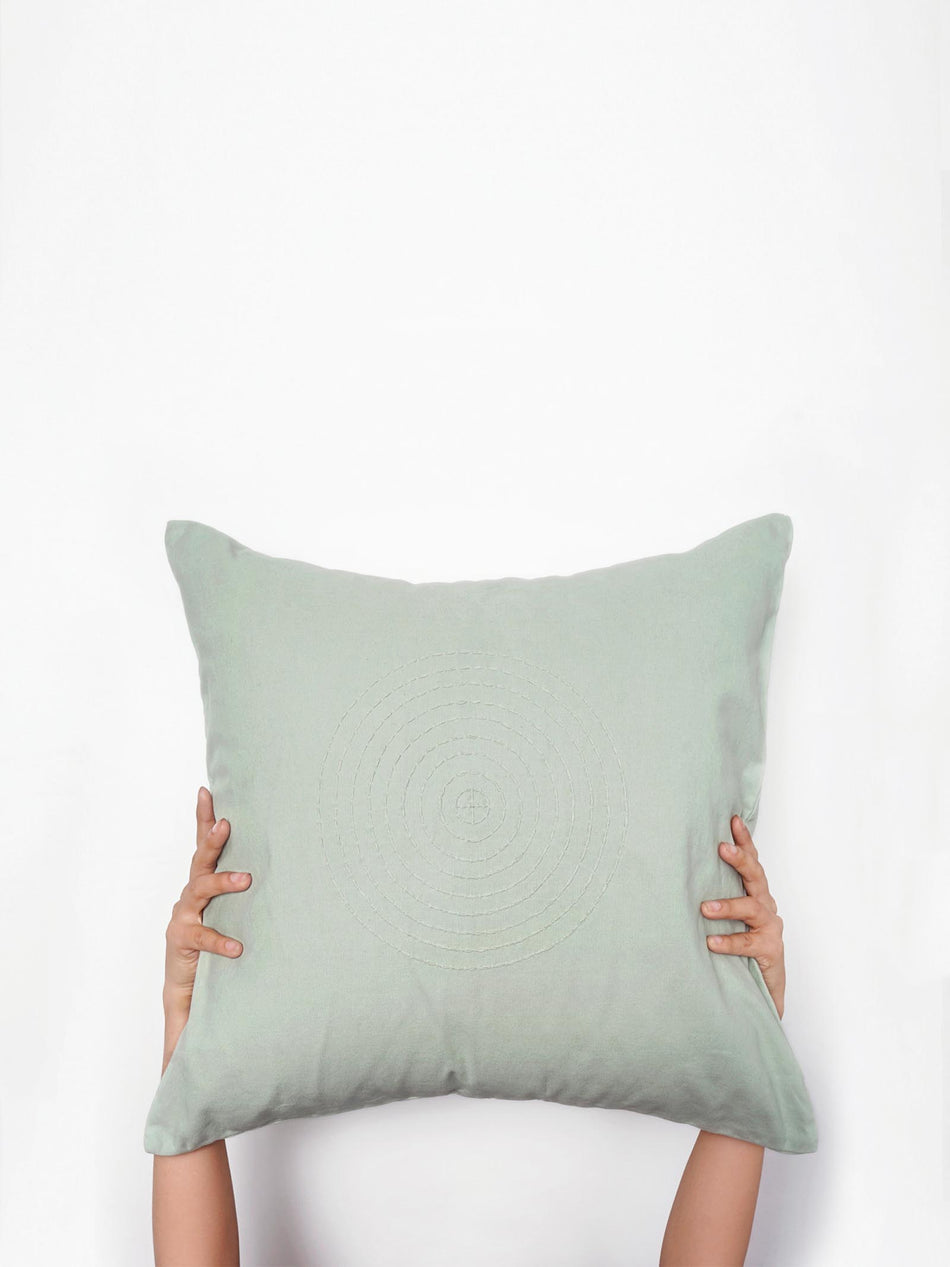 Hand Embroidered Sashiko Cushion Cover - Mint