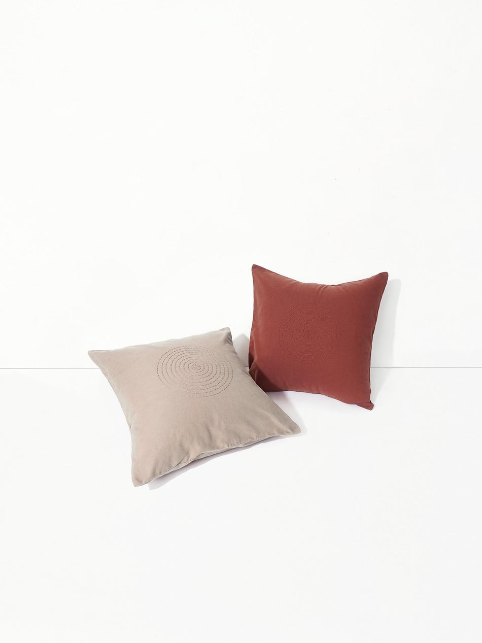 Hand Embroidered Sashiko Cushion Cover - Burgundy