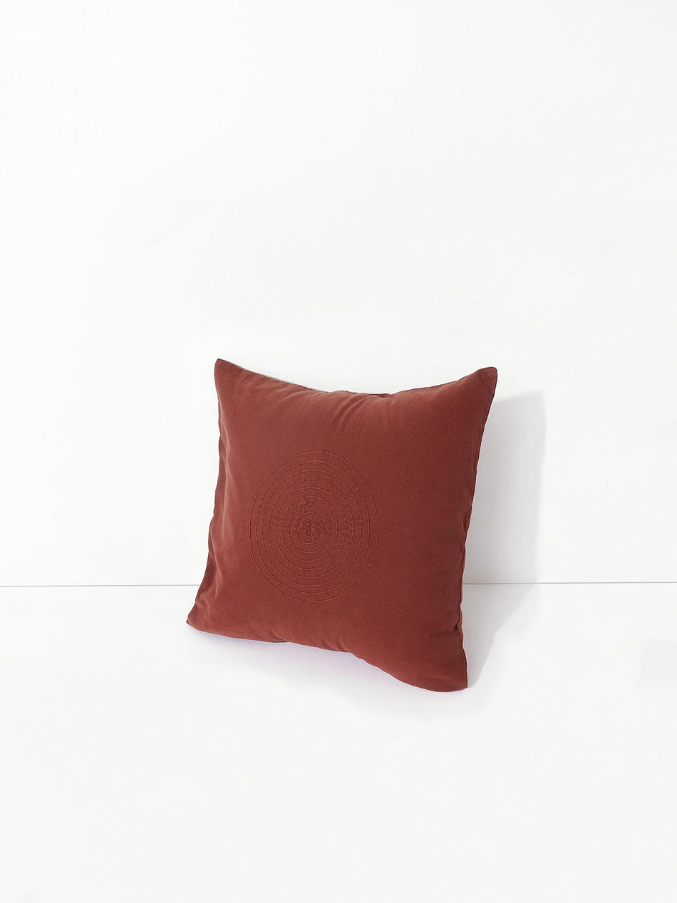 Hand Embroidered Sashiko Cushion Cover - Burgundy