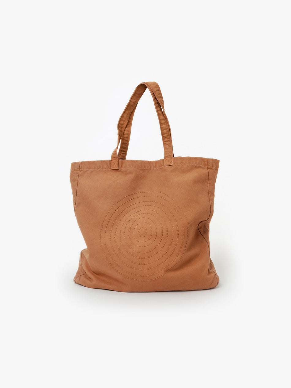 Hand Embroidered Sashiko Circle Tote Bag - Ginger