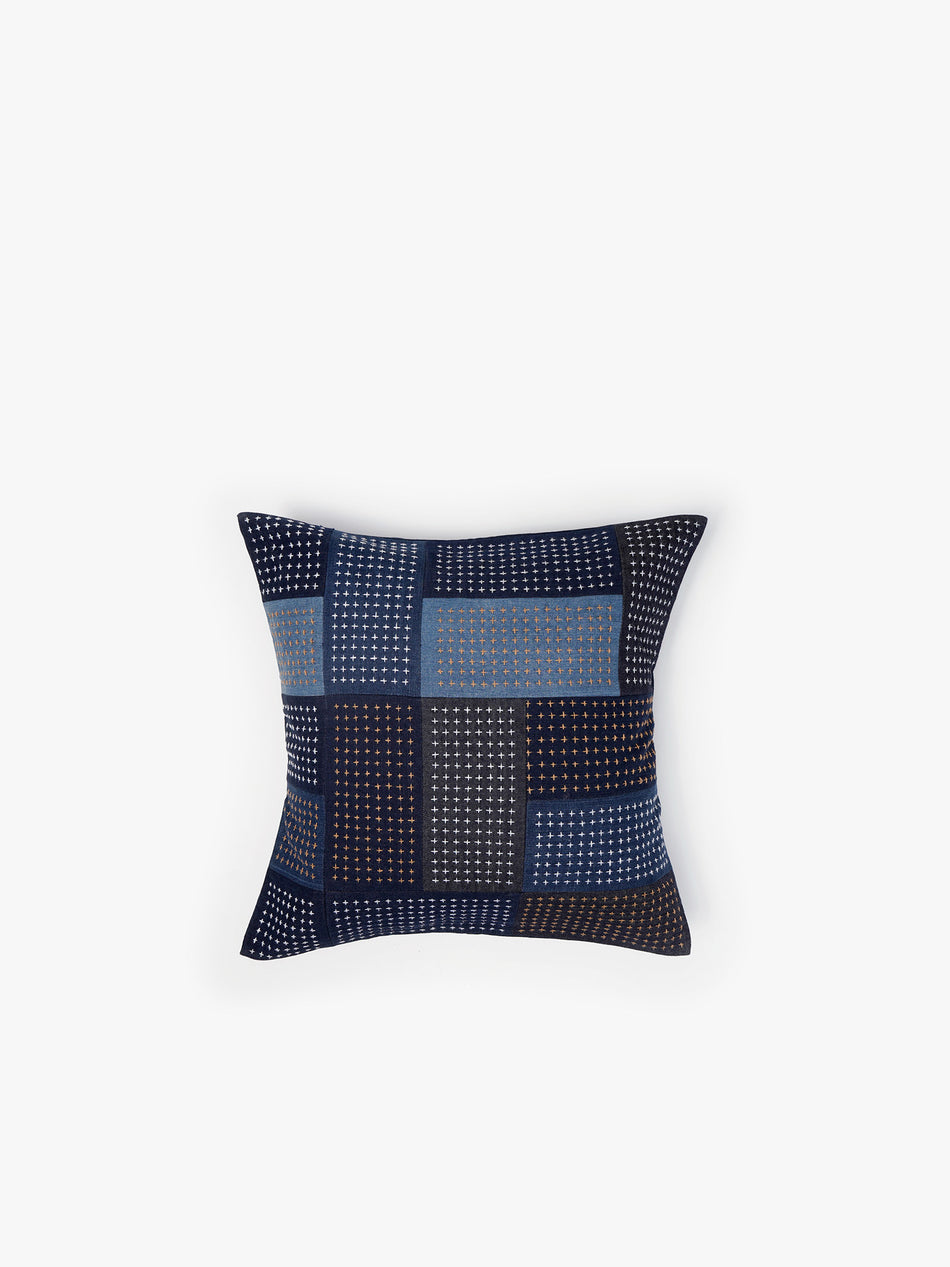 Hand Embroidered Sashiko Cushion Cover - Patched
